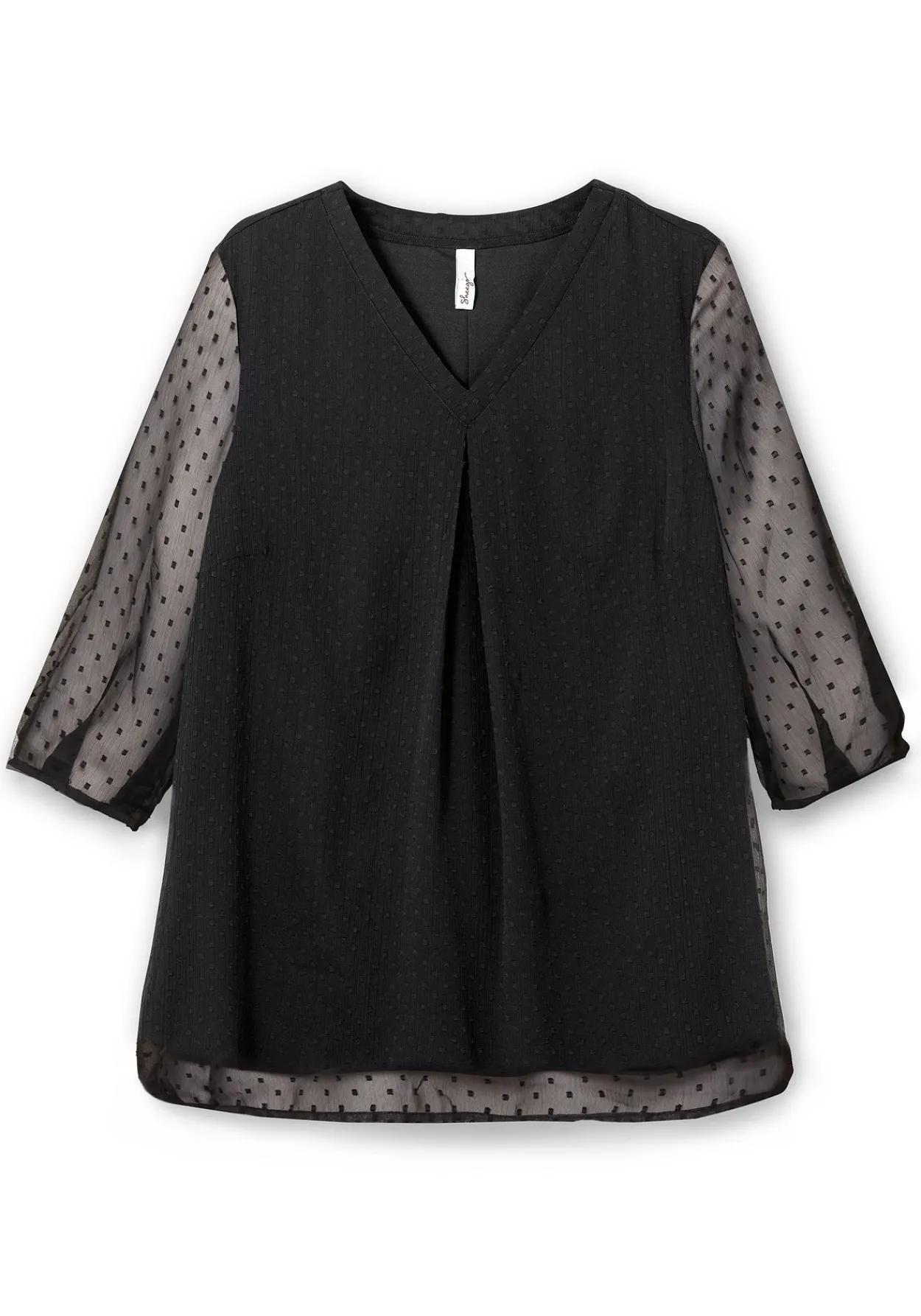 Tunika mit Chiffon-Ärmeln und Kellerfalte<sheego Sale