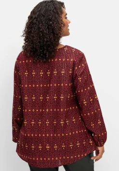 Tunika mit Glanz-Alloverdruck und tiefem V-Ausschnitt<sheego by Joe Browns Hot