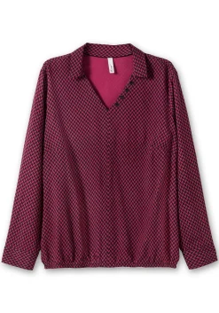 Tunika mit Hemdblusenkragen und Minimalprint<sheego Fashion