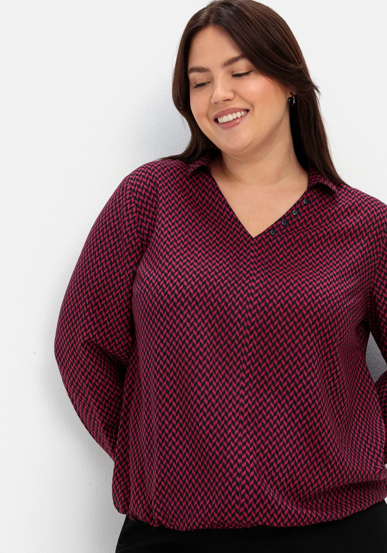 Tunika mit Hemdblusenkragen und Minimalprint<sheego Fashion