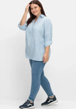 Tunika mit Krempelärmeln, in Leinenoptik<sheego Fashion
