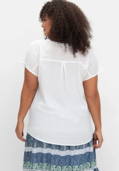 Tunika mit kurzen Ärmeln und Lochstickerei<sheego Fashion