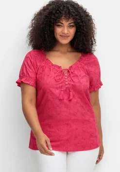 Tunika mit Lochstickerei und Rüschen<sheego by Joe Browns Online