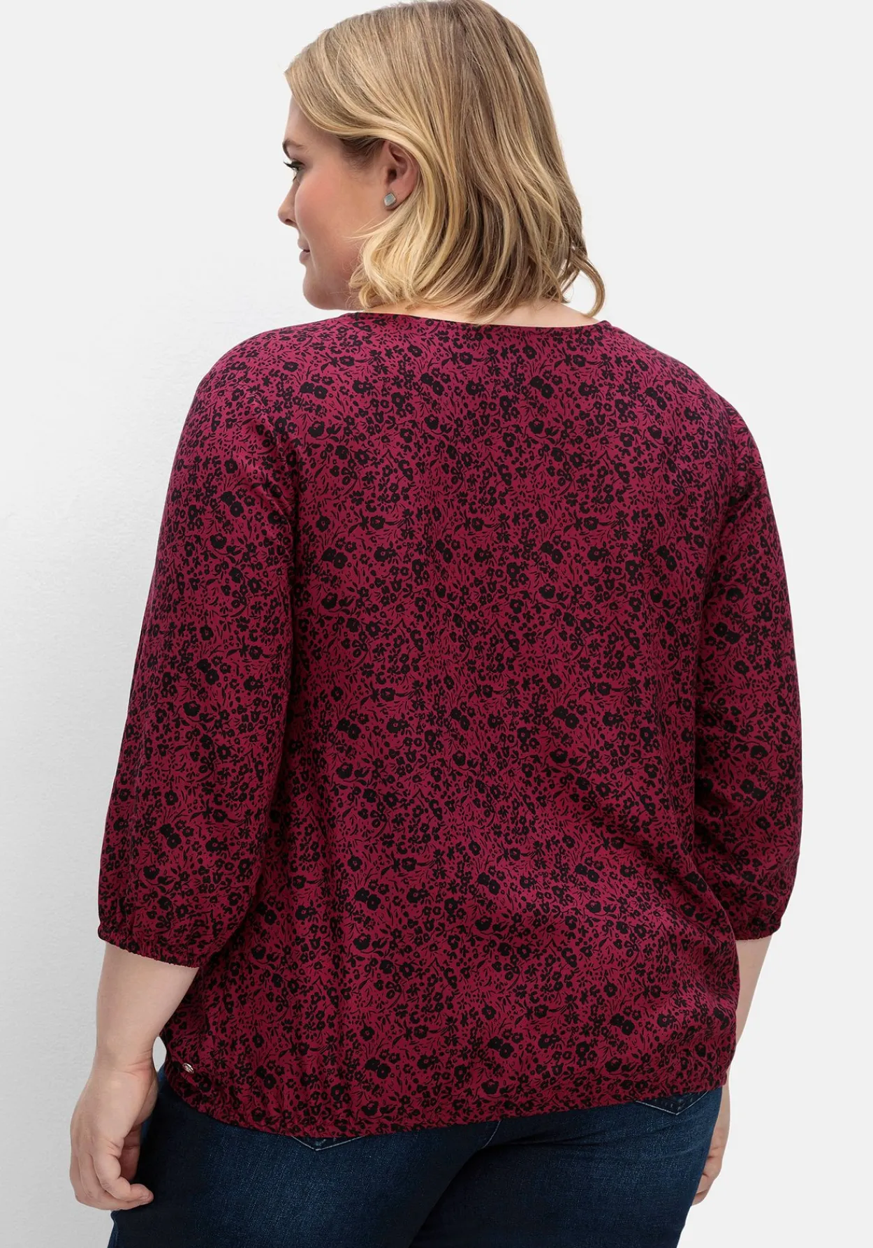 Tunika mit Minimalprint und Saum-Gummizug<sheego Discount