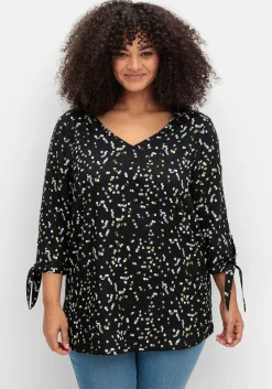 Tunika mit Print und Knotendetail am Ärmel<sheego Fashion