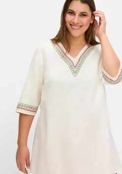 Tunika mit Stickereien, mit Leinenanteil<sheego Discount