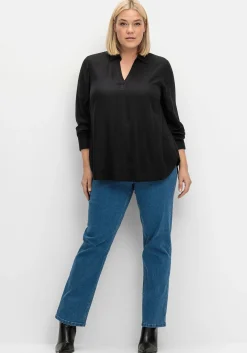 Twill-Tunika mit Hemdkragen und Kellerfalte hinten<sheego Sale