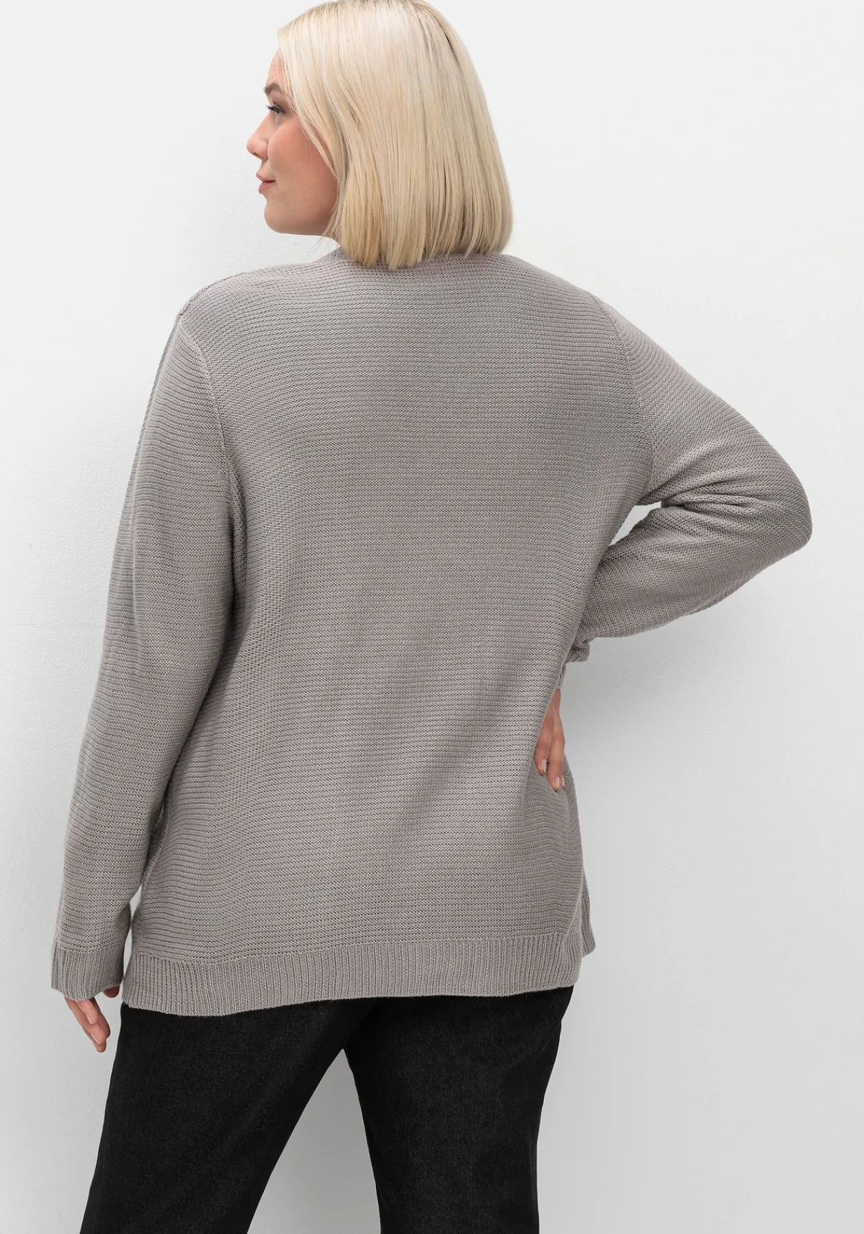 Verschlusslose Strickjacke im Linksstrickmuster<sheego Sale