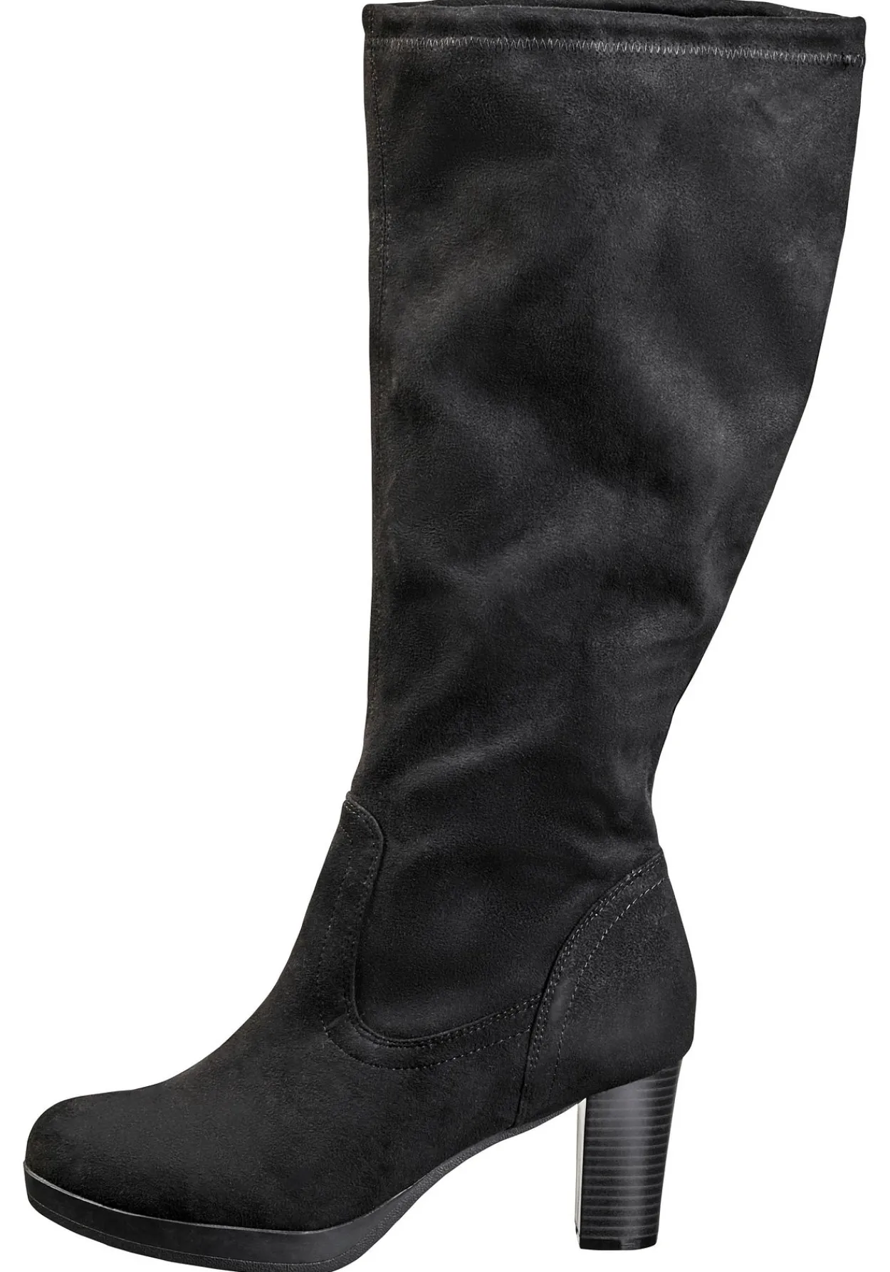 Verschlussloser Weitschaftstiefel in Wildlederoptik<sheego Fashion