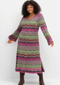 Wadenlanges Strickkleid im Zickzack-Muster<sheego by Joe Browns Fashion