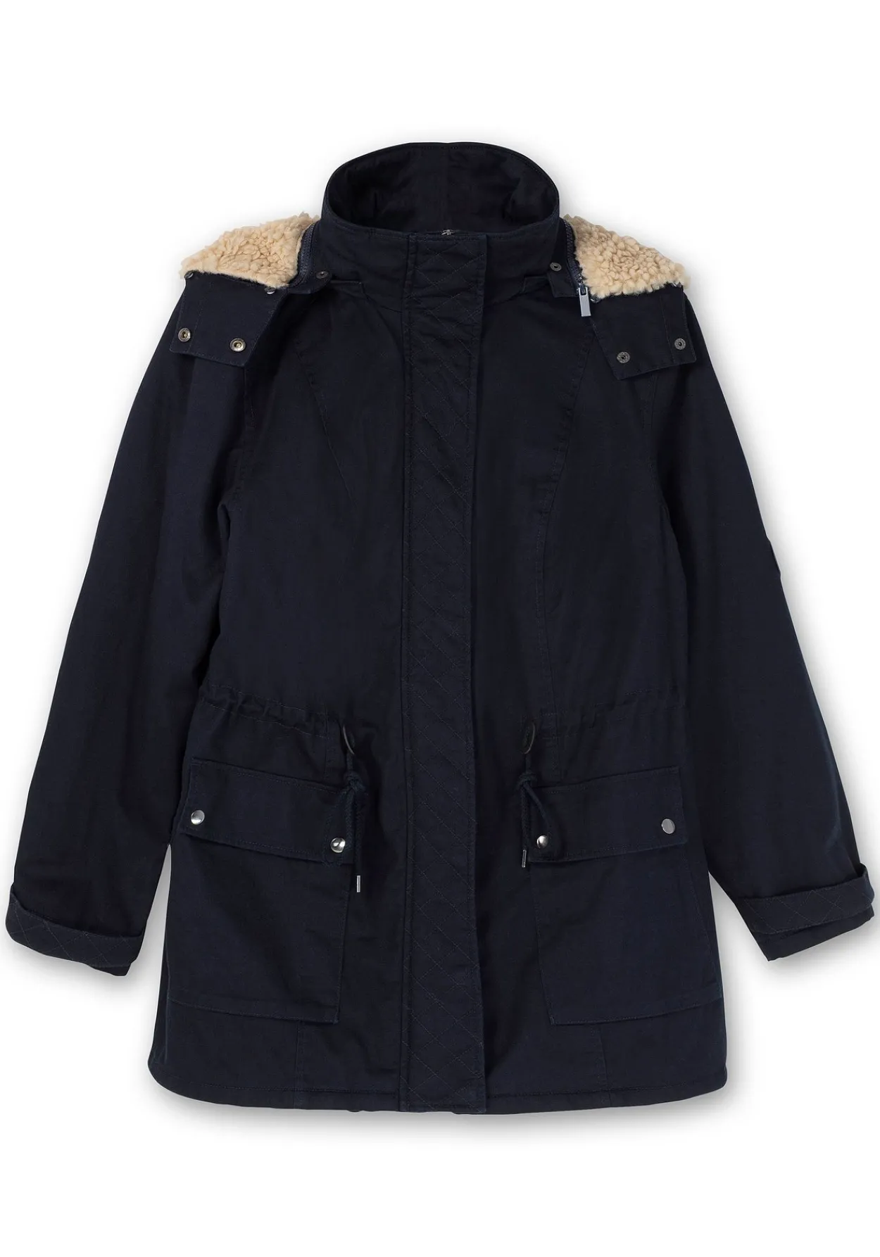 Warm wattierter Parka mit Taillen-Tunnelzug<sheego Clearance
