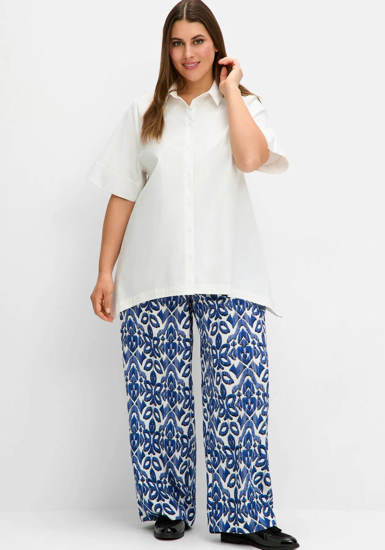 Weite bedruckte Hose mit Teilgummibund<sheego Sale