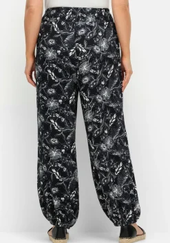Weite Hose mit Blätterprint und breitem Smokbund<sheego Online