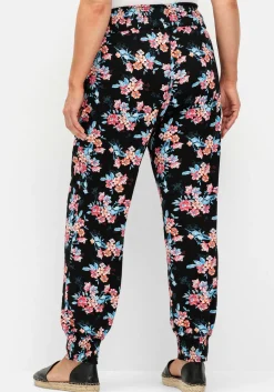 Weite Hose mit Blumendruck und Smok-Abschlüssen<sheego Outlet
