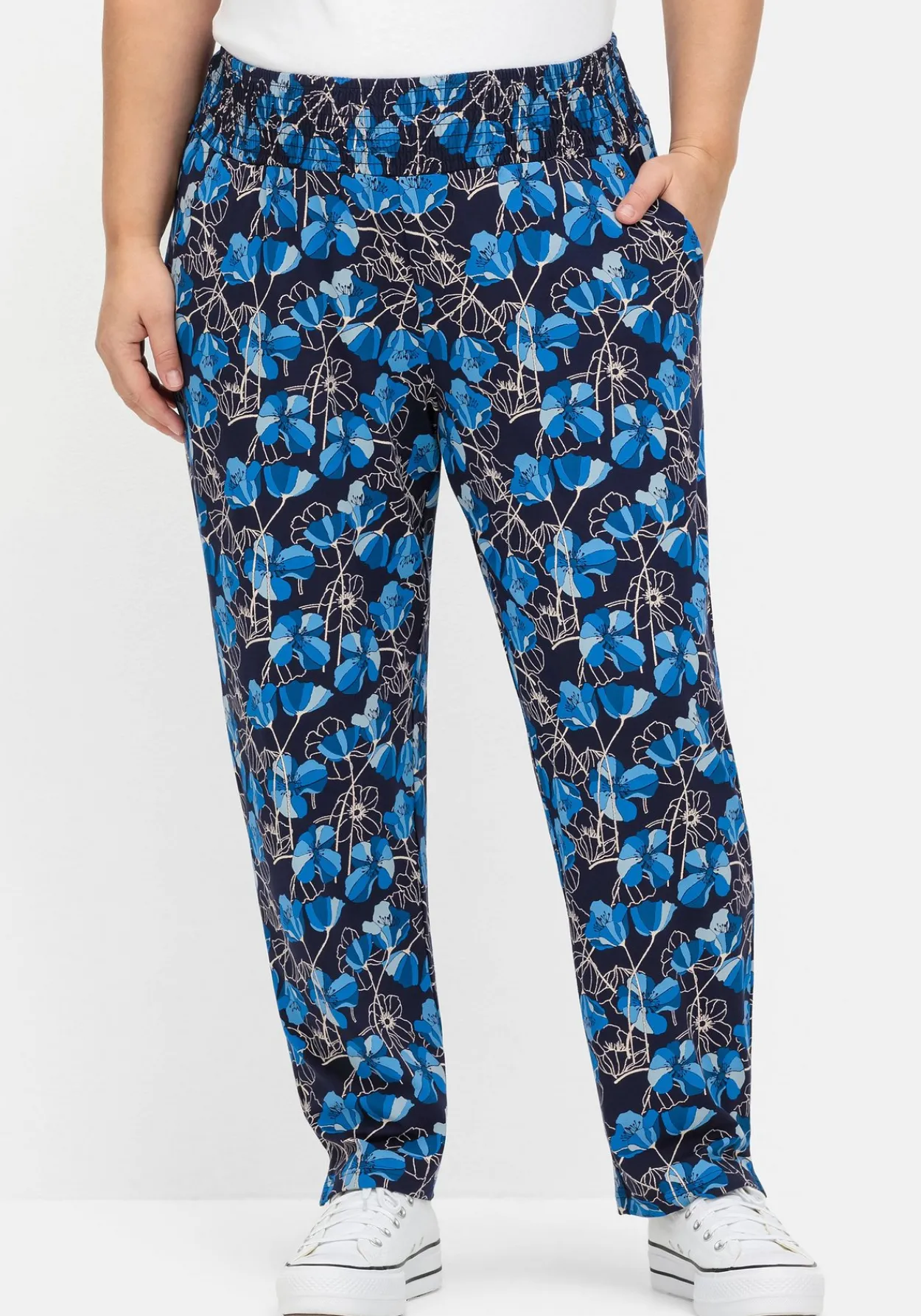 Weite Hose mit Blumendruck und breitem Smokbund<sheego New