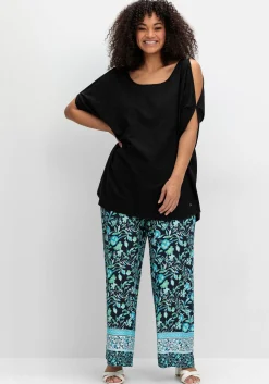 Weite Hose mit Blumenprint und Smokbund<sheego New