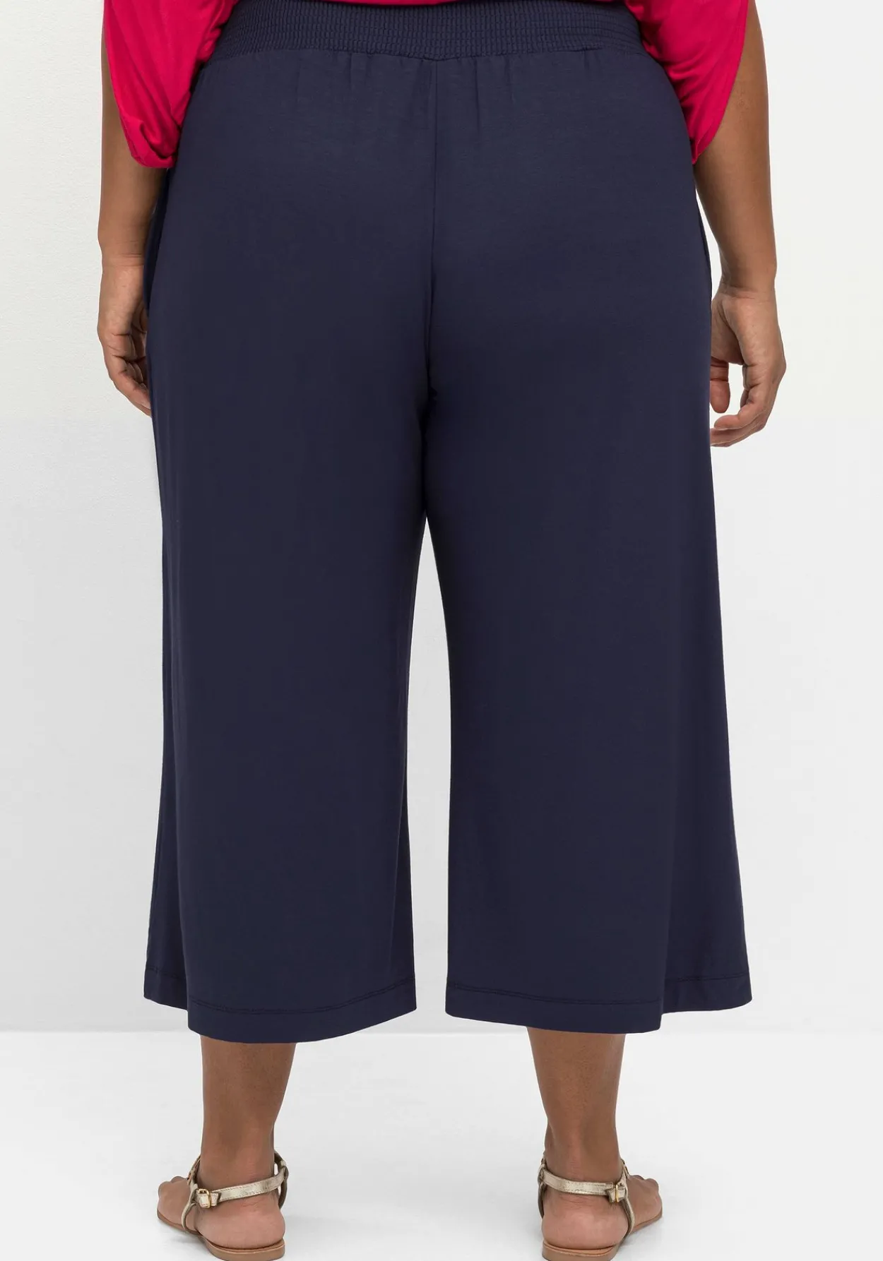 Weite Jerseyhose in 3/4-Länge, mit Smokbund<sheego Discount