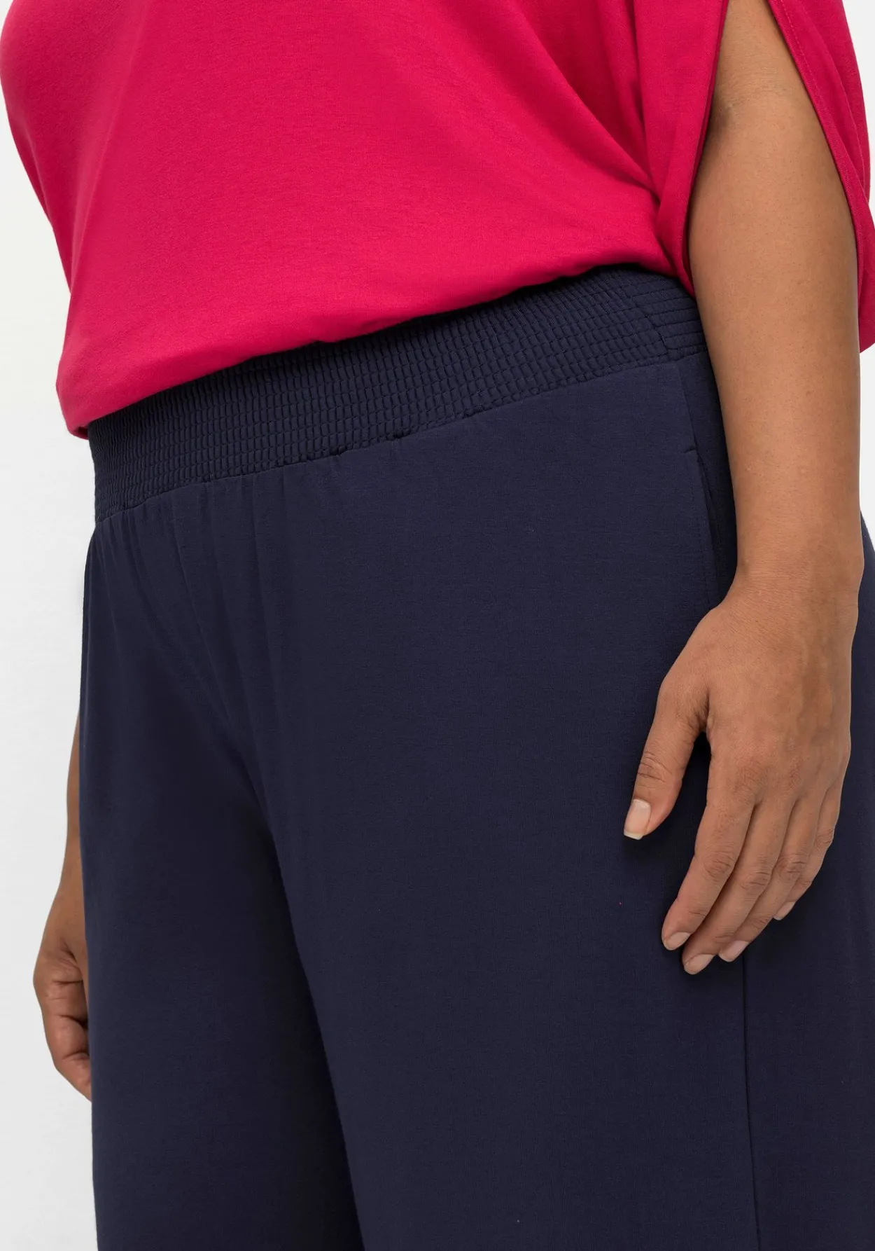 Weite Jerseyhose in 3/4-Länge, mit Smokbund<sheego Discount