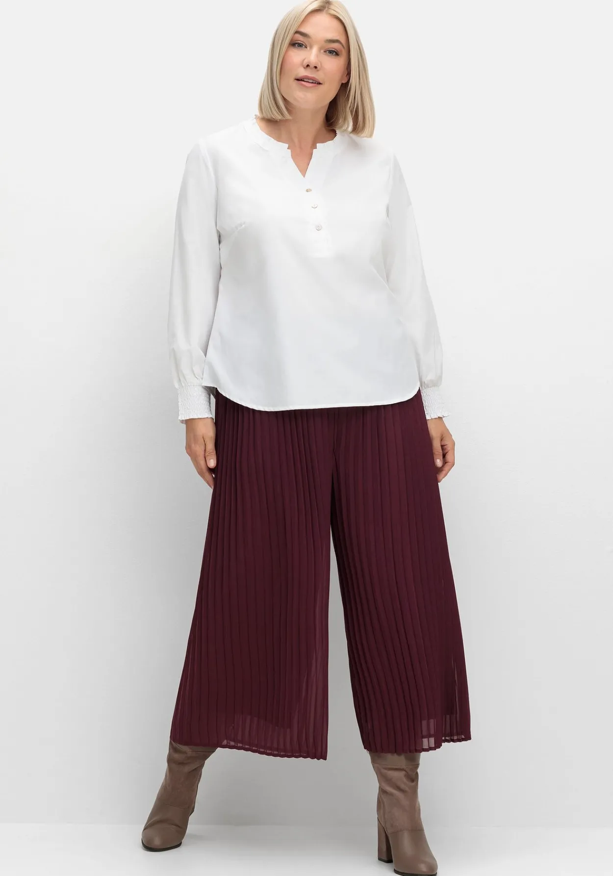 Weite Plisseehose in 7/8-Länge, mit Stretchbund<sheego Hot