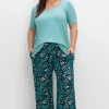 Weite Schlupfhose mit Smokbund und Blätterprint<sheego Hot