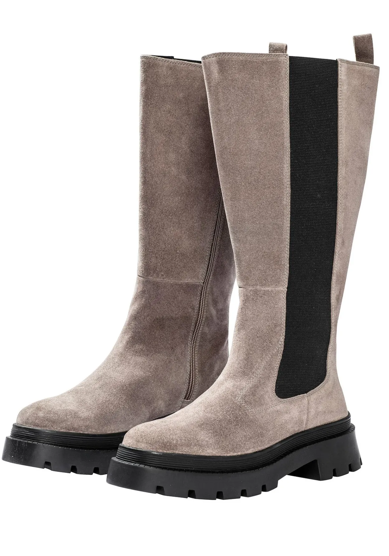 Weitschaft-Lederstiefel mit Stretcheinsatz<sheego Discount