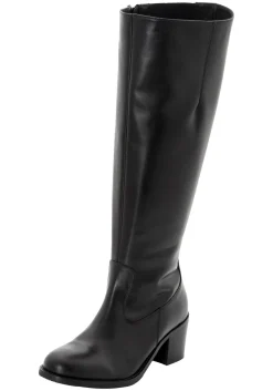 Weitschaftstiefel aus Leder mit Stretch-Einsatz<sheego New