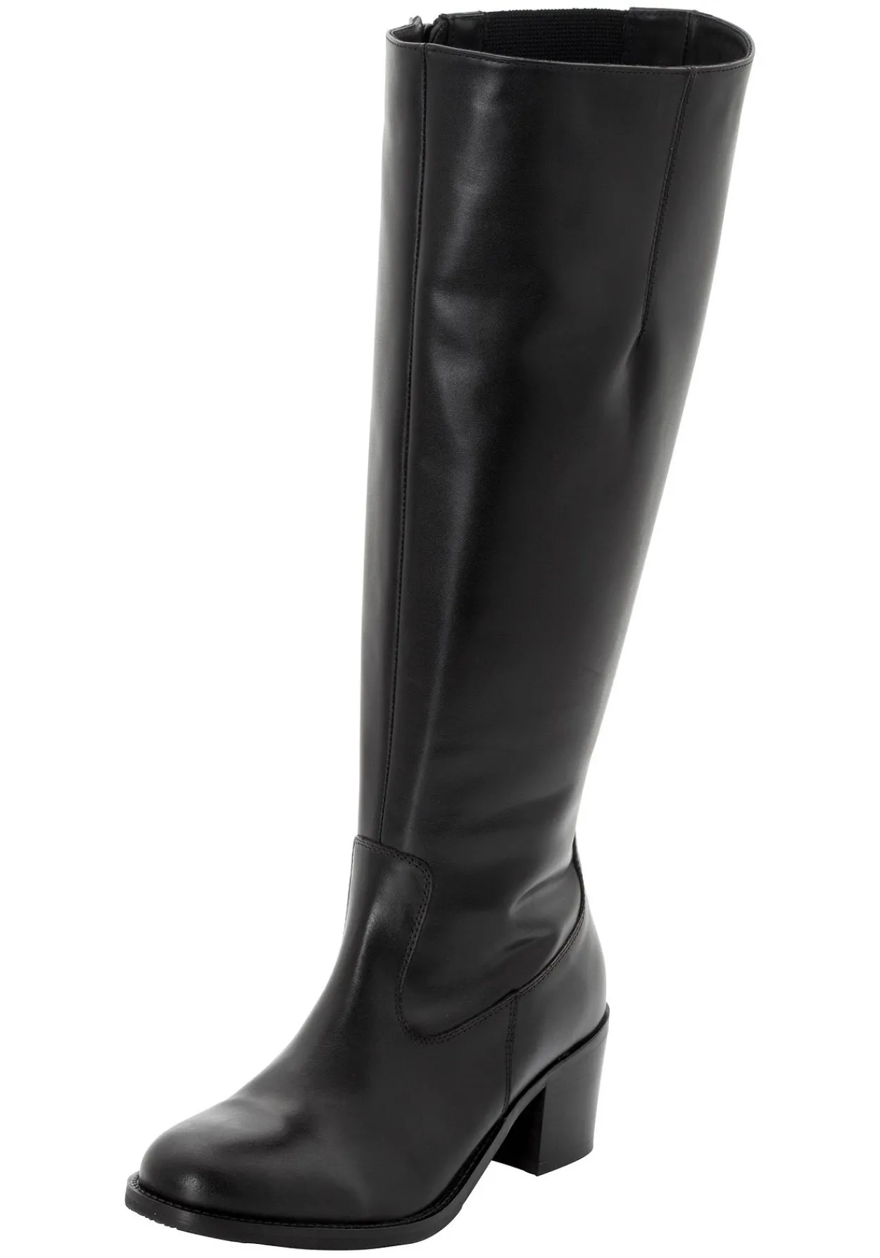 Weitschaftstiefel aus Leder mit Stretch-Einsatz<sheego New