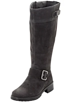 Weitschaftstiefel aus Leder mit Zierband<sheego Online