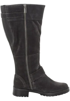 Weitschaftstiefel aus Leder mit Zierband<sheego Online