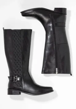 Weitschaftstiefel aus Leder, mit Schnallenbändern<sheego Discount