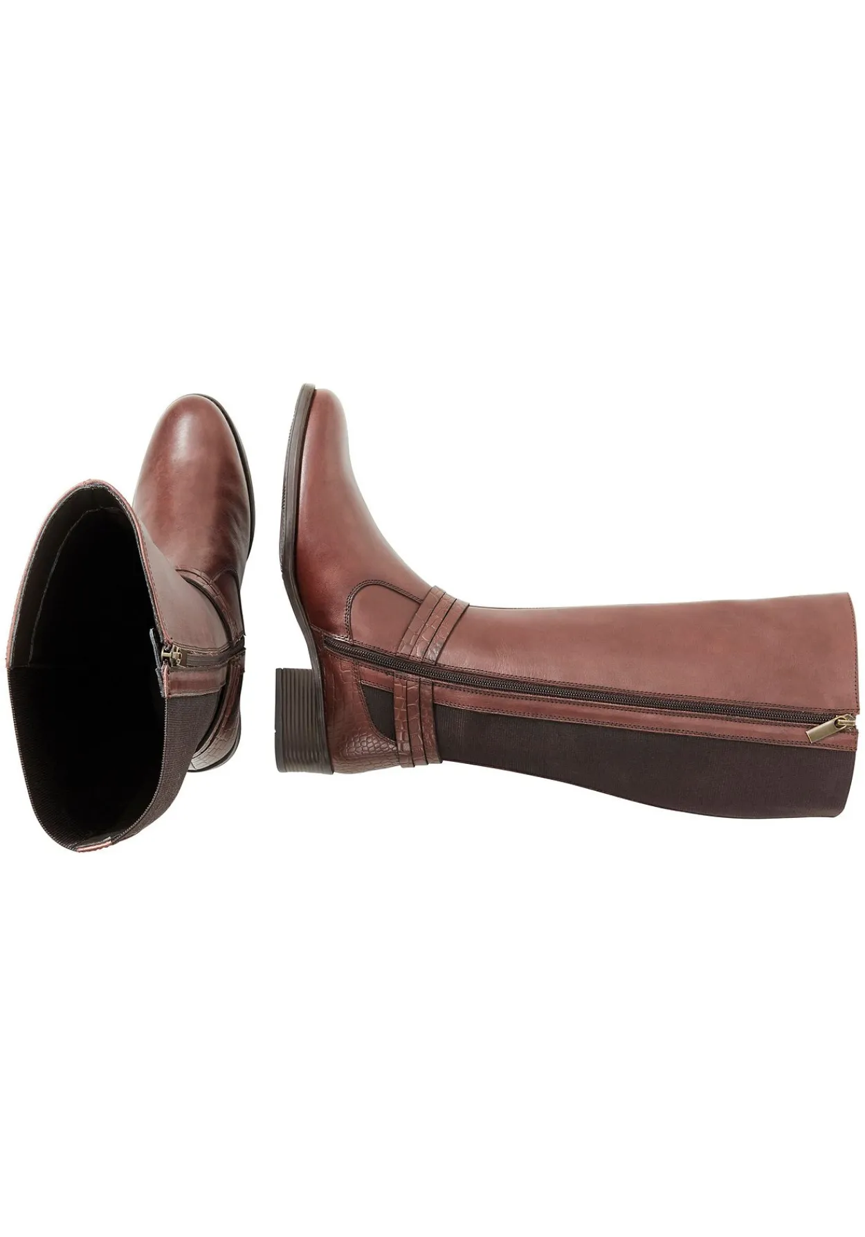 Weitschaftstiefel aus Leder, mit Zierschnalle<sheego Clearance