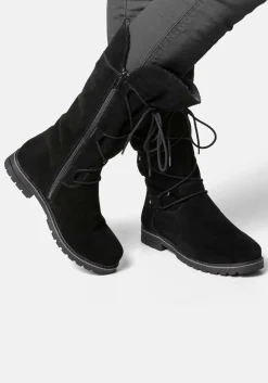 Weitschaftstiefel aus Leder mit Schnürung<sheego Sale