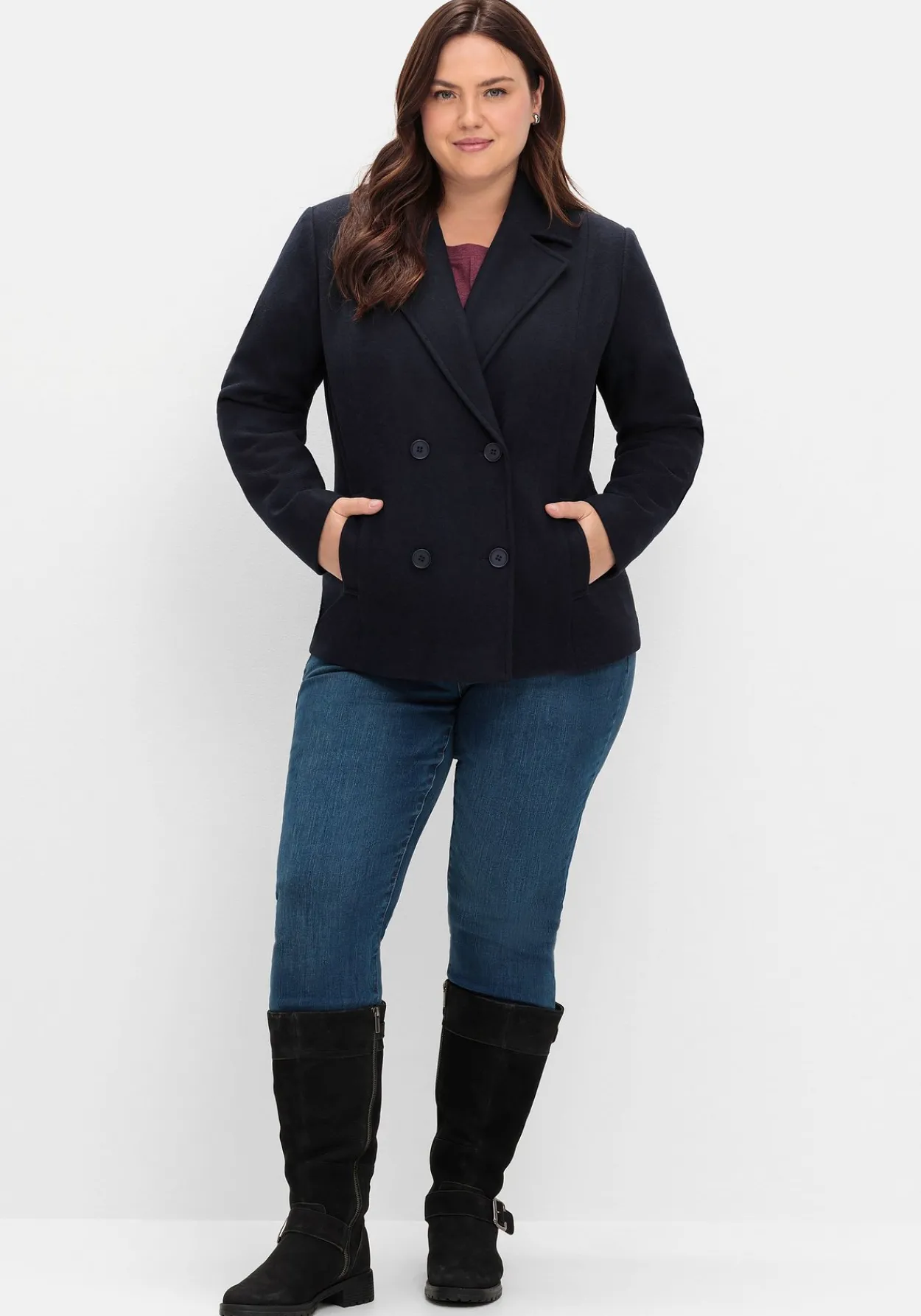 Weitschaftstiefel aus Leder mit Zierband<sheego Online