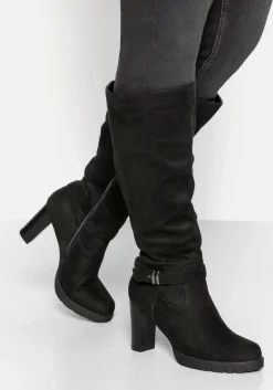 Weitschaftstiefel in Velourslederoptik, mit Schnallenband<sheego Fashion