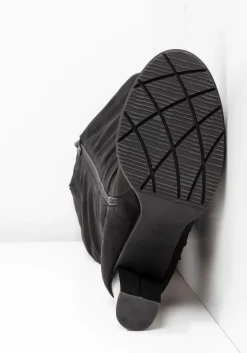 Weitschaftstiefel in Velourslederoptik, mit Schnallenband<sheego Fashion