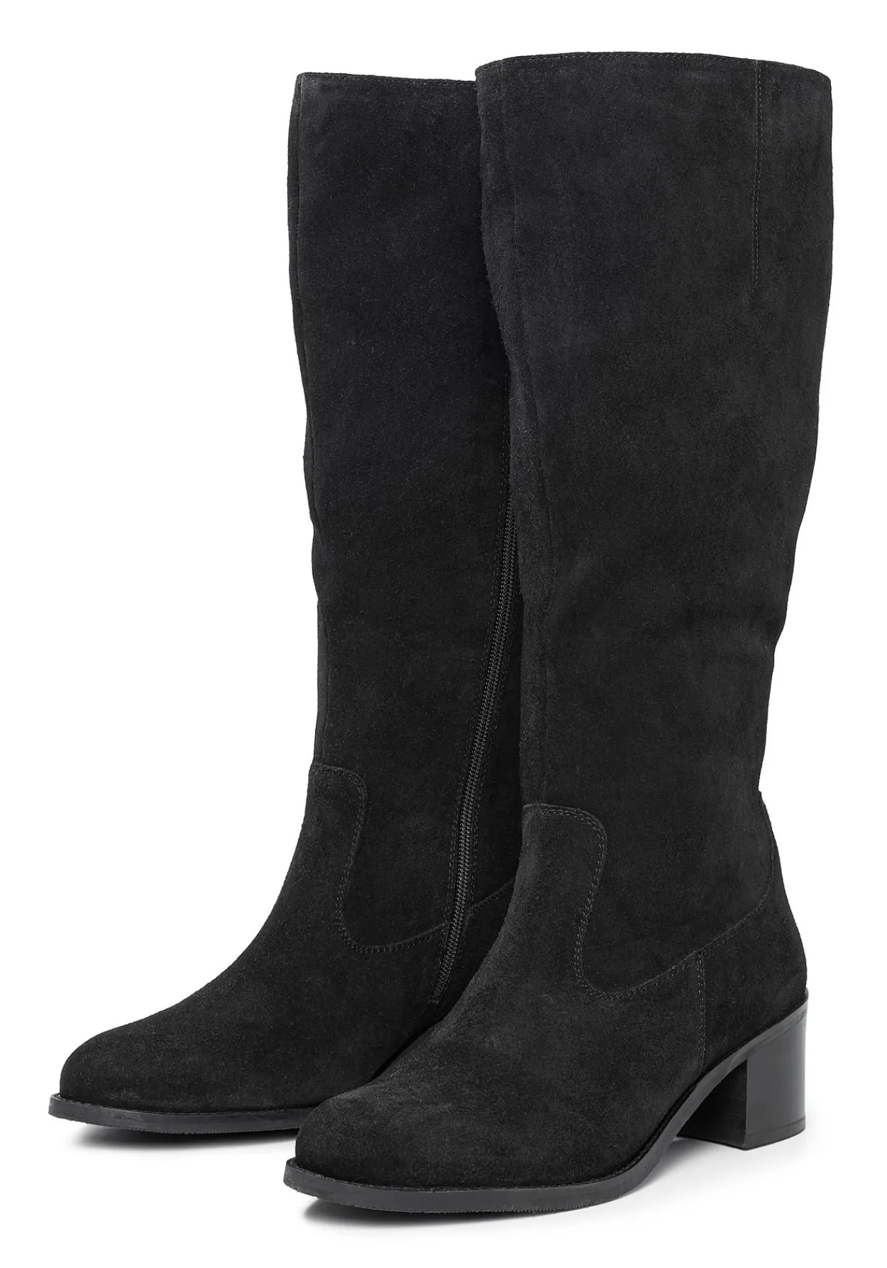 Weitschaftstiefel mit Stretcheinsatz, aus Veloursleder<sheego Outlet