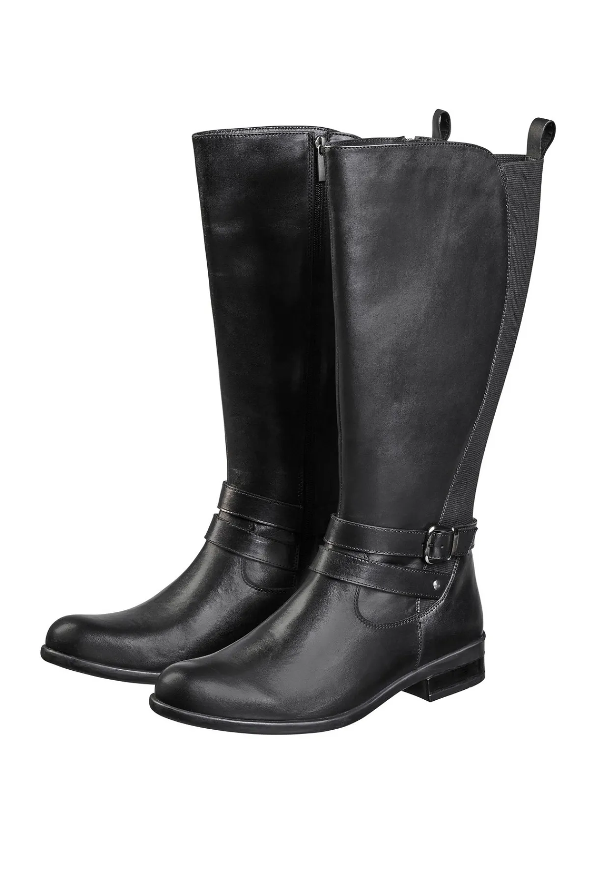 Weitschaftstiefel mit Stretcheinsatz hinten, aus Leder<sheego New