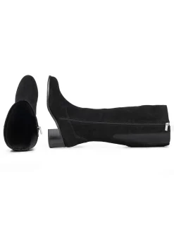 Weitschaftstiefel mit Stretcheinsatz, aus Veloursleder<sheego Outlet