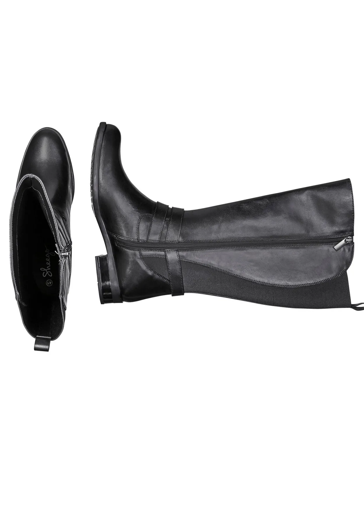 Weitschaftstiefel mit Stretcheinsatz hinten, aus Leder<sheego New
