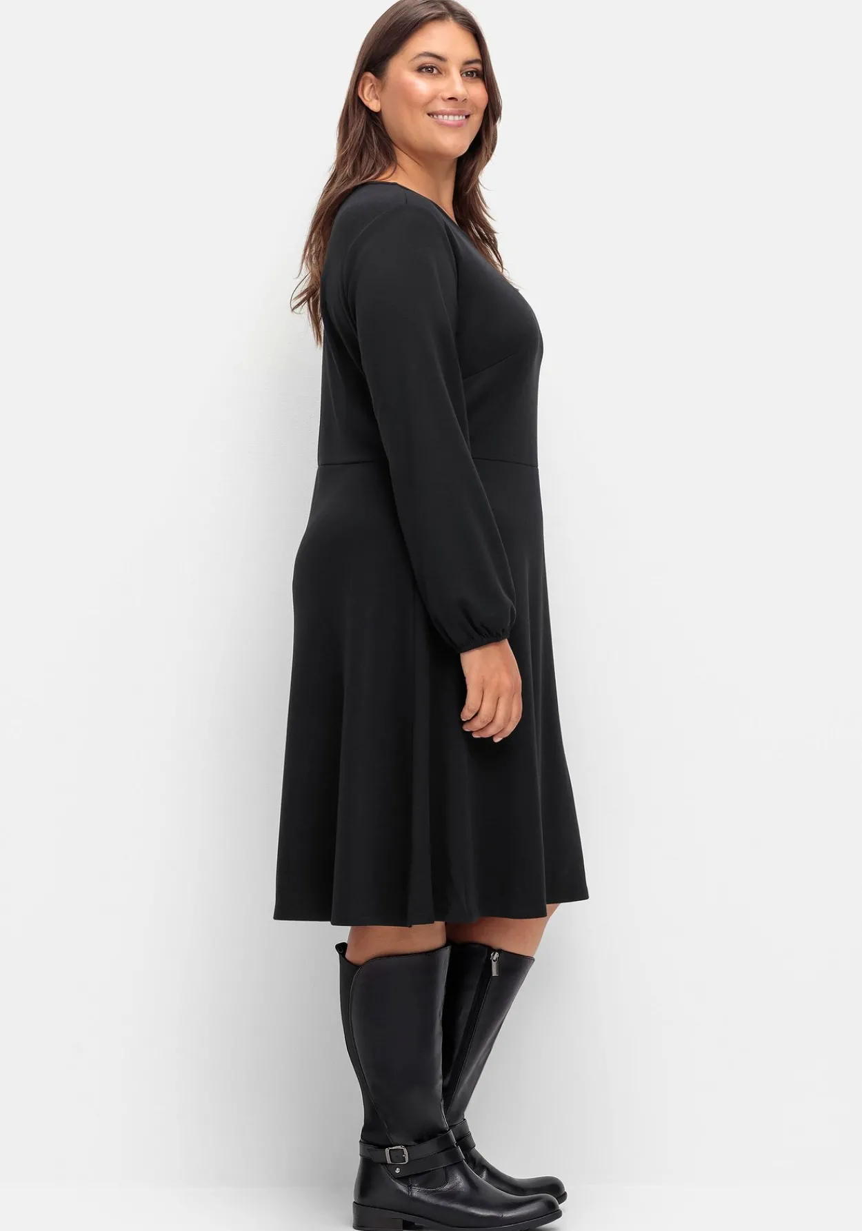 Weitschaftstiefel mit Stretcheinsatz hinten, aus Leder<sheego New